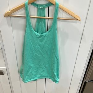 Lululemon light teal green drawstring racer back mesh tank size 4